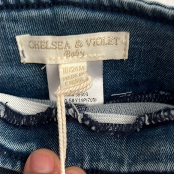Chelsea & Violet Baby Girls Blue Flare Wide Leg Jeans - Picture 3 of 8